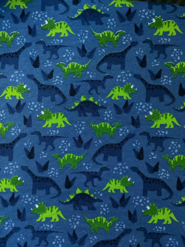 Baumwolljersey Dino blau grün