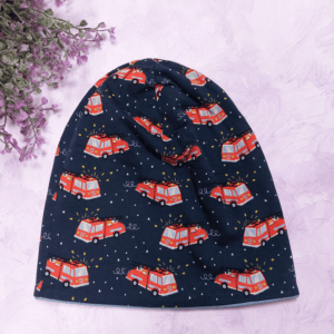 Beanie / Mütze in dunkelblau mit Feuerwehr, Größe 52
