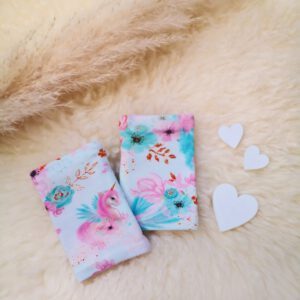 Pulswärmer Stulpen für Kinder Einhörner weiß/mint/rosa