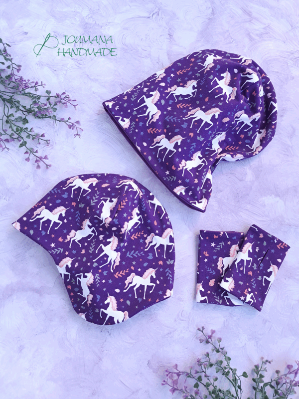 Kinder Handstulpen lila Einhorn