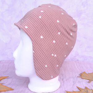 Helmmütze Dusty Rose Herzen – leichte Mütze für Fahrradhelm & Co